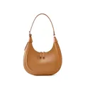 Bolso de media luna chic en cuero marrón con acabado liso y detalles metálicos plata - Color Té con Leche