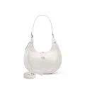 Bolso hobo media luna en cuero marfil con correa ajustable y cremallera doble de metal - Blanco Roto