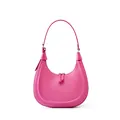 Bolso hobo de media luna en cuero rosa vibrante con correa al hombro minimalista - Rosa Sakura