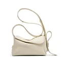 Elegante borsa tote in pelle martellata color crema con design asimmetrico unico - Bianco