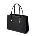 Borsa tote classica in pelle nera martellata con eleganti finiture argentate - Nero