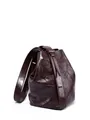 Dark brown leather bucket backpack with premium oil-wax finish and pleated texture - Havana Brown