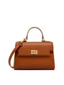 Borsa a mano classica in pelle marrone con fibbia dorata e tracolla rimovibile elegante - Marrone Dorato