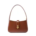 Sac sous le bras en cuir marron foncé avec boucle dorée hulu au design vintage élégant - Café