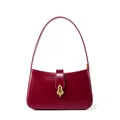 Sac sous le bras minimaliste en cuir rouge bordeaux avec boucle gourde dorée pour femme - Bordeaux