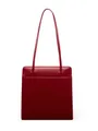 Sac fourre-tout en cuir rouge foncé minimaliste avec fines bretelles et coutures lisses - Bordeaux