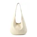 Minimalistische hobo-draagtas van crème lychee-leer voor een dagelijkse look - Broken Wit