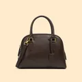 Borsa Boston in vera pelle marrone scuro con manici e tracolla regolabile - Caffè