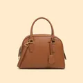 Borsa Boston in pelle marrone con doppi manici e tracolla regolabile in stile retrò - Marrone chiaro