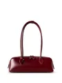 Borsa baguette minimalista in pelle bordeaux con doppie tracolle e dettagli in argento - Borgogna