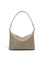 Borsa hobo classica in pelle conciata al vegetale taupe con dettaglio anello in metallo - Grigio