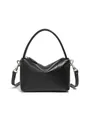 Borsa a mano classica in pelle nera con dettagli in metallo argento e tracolla - Nero