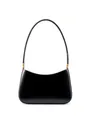 Borsa sottobraccio minimalista in pelle nera lucida con eleganti dettagli in oro metallo - Nero