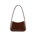 Borsa hobo minimalista in pelle marrone con eleganti dettagli in metallo dorato lucido - Caffè