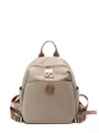 Mochila de nailon Oxford caqui para mujer con adornos de cuero marrón y el logo G - Caqui