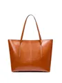 Borsa tote marrone in pelle dal design minimalista con doppi manici lunghi a spalla - Marrone