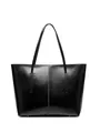 Borsa tote classica in pelle nera con cuciture verticali e manici lunghi a spalla - Nero