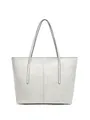 Borsa tote minimalista in pelle bianco opaco con texture vintage e manici neri sottili - Bianco avorio