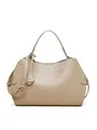 Borsa minimalista in pelle beige con manico superiore e tracolla rimovibile - Kaki