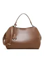 Borsa tote in pelle marrone scuro con dettagli argento e tracolla regolabile per ufficio - Caffè