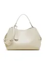 Elegante borsa in pelle beige con tracolla rimovibile e finiture in argento per donna - Bianco avorio