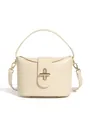 Cream leather bucket bag with gold capsule lock and detachable shoulder strap - Off White