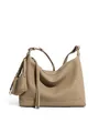 Borsa tote in pelle martellata talpa dal design minimalista con mini pochette abbinata - grigio elefante