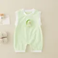 Lichtgroene mouwloze babyromper van zacht katoen met een schattige dinosaurus-patch - 66 / Groen