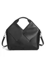 Borsa tote in pelle intrecciata nera con silhouette triangolare e tracolla rimovibile - Nero