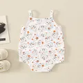 White cotton baby romper featuring cute cartoon pig prints and orange polka dots - 73cm / Top And Bottom / Suspender Style / White (Pig Print)