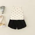 Conjunto de verano de 2 piezas para bebé niña con camisola de lazos y bombachos negros - 73cm / Negro