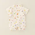 Body bébé en coton à manches courtes avec imprimés de soleil et chat colorés - 73