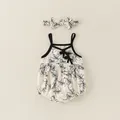 Ensemble barboteuse à fleurs pour bébé fille avec bandeau à nœud assorti - 66 / Comme indiqué