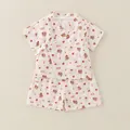 Pyjama deux pièces pour bébé en gaze de coton avec motifs ours et Père Noël - 73 / Rouge