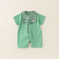 Cute green baby boy dinosaur romper with cartoon collar and decorative 3D spikes - Size 66 / Green