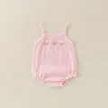 Pink ribbed cotton baby bodysuit with floral embroidery and snap buttons at the bottom - 66cm / Pink