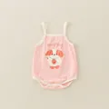 Roze katoenen babyrompertje met schattige puppy-print en handige drukknoopsluiting - Maat 66 / Roze