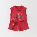 Traditional red cotton baby two-piece set with auspicious embroidery and tassel details - 73cm / Red Five Poisons Design