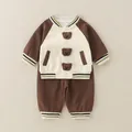 Baby-Baseball-Set mit Plüschbären-Patches in Braun und Creme mit Kontrastdesign - 73cm / Braun