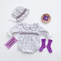 Conjunto de pelele floral para bebé niña con gorro a juego y calcetines púrpuras - 66cm / Conjunto de 2 Piezas (Pelele + Gorro) / Floral Púrpura