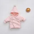 Pink hooded baby winter jacket with cute white pom-poms and warm fleece lining - 66 / Pink