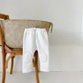 Winter infant thermal leggings in white with protective lamb wool knee patches - 66 / White