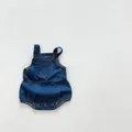 Dark blue denim baby romper with classic straps and snap buttons at the bottom - 66cm / Blue
