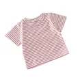 Infant cotton denim romper with classic red and white horizontal stripes for summer - 80cm / Red Striped Top