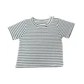 Short-sleeved baby bodysuit with classic black and white horizontal stripes in cotton - 73cm / Black Striped Top