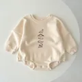 Tutina invernale neonato spessa beige con stampa dinosauri e maniche lunghe - 66 / Albicocca
