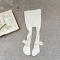 Infant ribbed knit leggings in cream white featuring 3D angel wings on textured fabric - S (6-12M) / White
