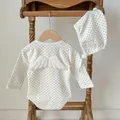 Baby romper met stippen, lange mouwen, afneembare pluche vleugels en bijpassende muts - 66 / Wit
