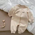 Tutina spessa neonato bianco crema a maniche lunghe con ricamo BONITO per inverno - Albicocca