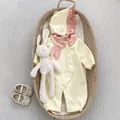 Thick baby fleece bodysuit set in pale yellow with a matching hat and shoes - 80cm / Thickened Milk Apricot